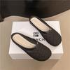 Women's hollowed-out flat shoes, half slippers, women's feet, mesh surface, outside summer, wear bag head casual slippers in 2025
