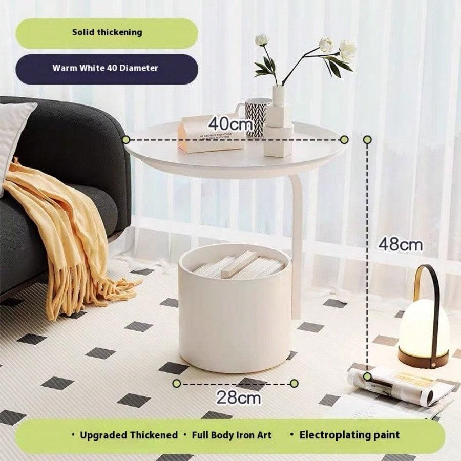 Storage Coffee Table Creative Covered Small Round Table Living Room Small Round Table Storage Rack Bedroom Bedside Table