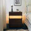 Mesas de Cabeceira LED Cômoda de 3 Gavetas para Quarto Mesa Lateral com Placa de Acrílico Mesas de Cabeceira LED para Quarto Sala de Estar Móveis de Cabeceira (Noz)
