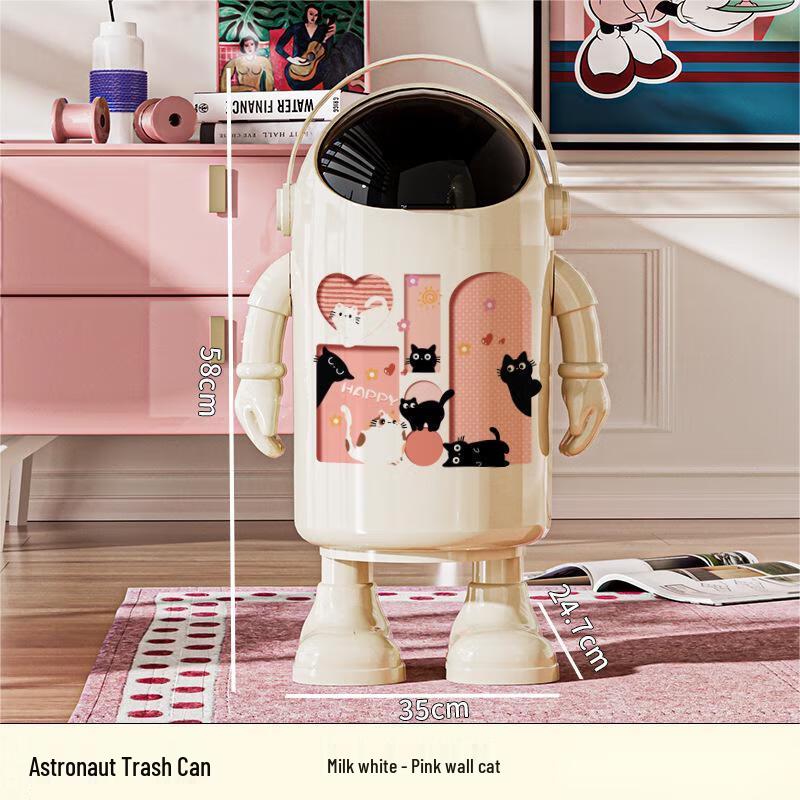 

OIMG Cartoon Space Rabbit Trash Can with Lid