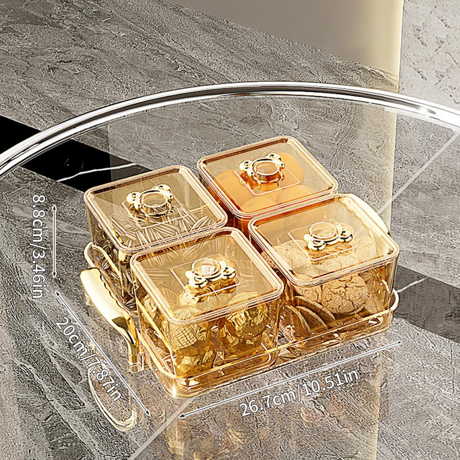 Clear Plastic Food Storage Box 4/6 Grids Moisture-Proof Sealed Candy Dried Fruit Snack Container Fruit Tray Kitchen Organizer