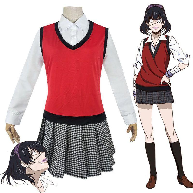 Kakegurui Midari Ikishima Outfit Exquisite School Uniform Dress Cosplay Set For Fans