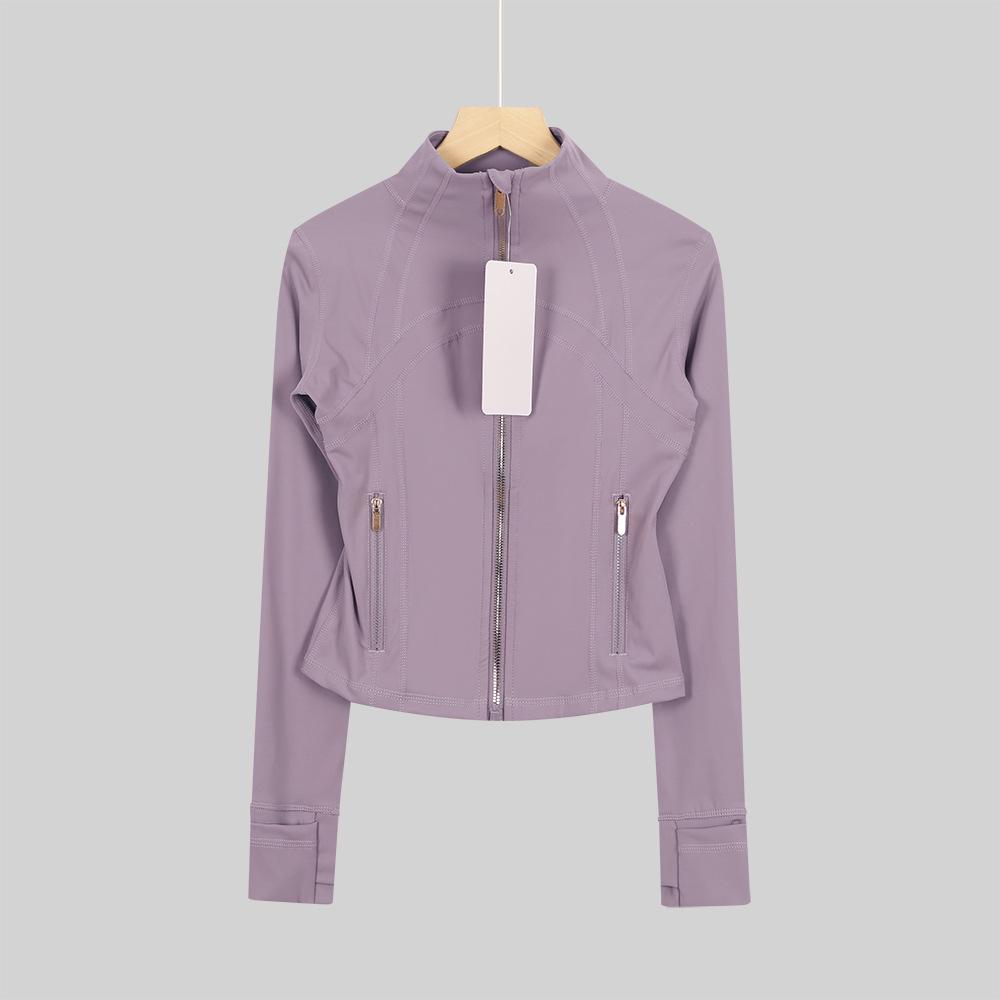 LULULACIE Women's Gold Zipper Stand-up Collar Slim Fit Sports Jacket