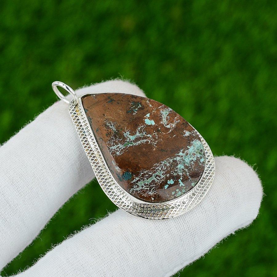 Natural Tibetan Turquoise Gemstone Jewelry 925 Sterling Silver Pendant For Women