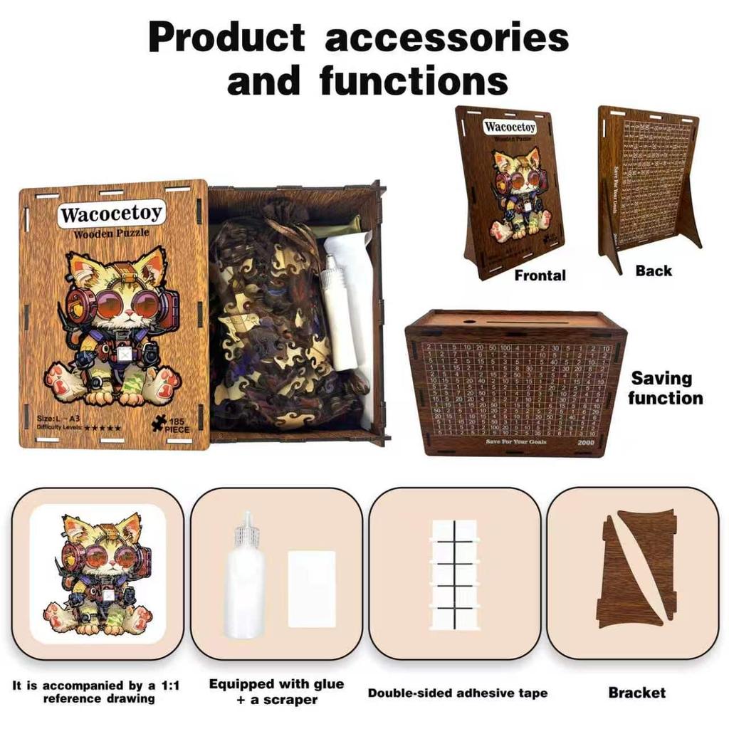 Wacocetoy Cross-border Irregular Shape Adult Wooden Puzzle - High Difficulty Decompression Assembly Toy