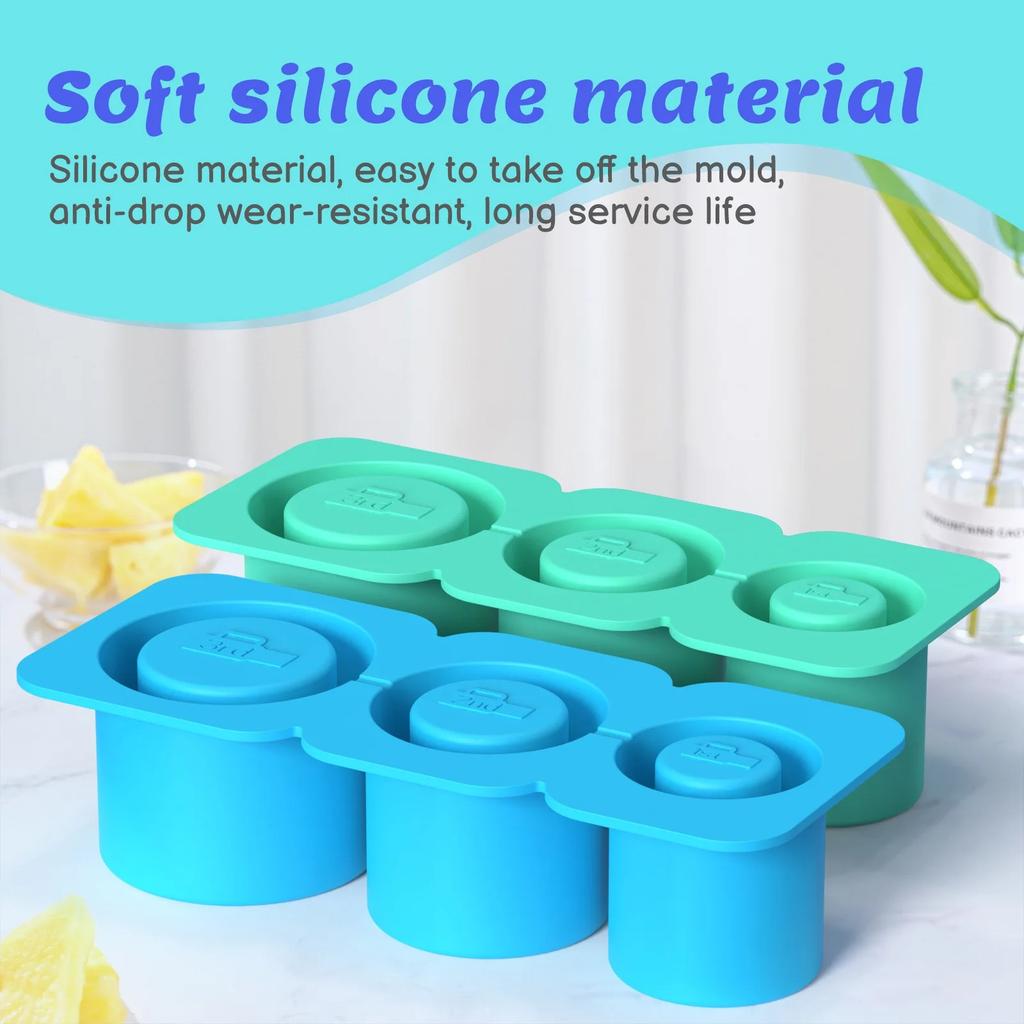 Silicone Ice Cube Mold for Water Cup with Lid Non Stick Summer Ice Molds Easy Demoulding Soft Ice Cube Ice Trays for Tumblers