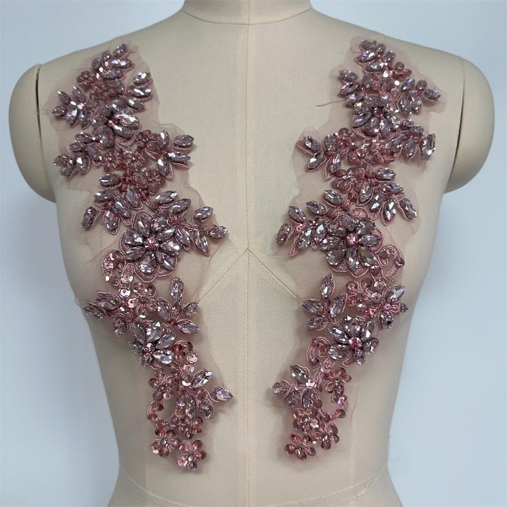 3D Flatback Motif Rhinestone Sewing Accessories for Dresses Lace Appliques Shiny Gold Trim Sequin Flowers Corset Embroidery Hat