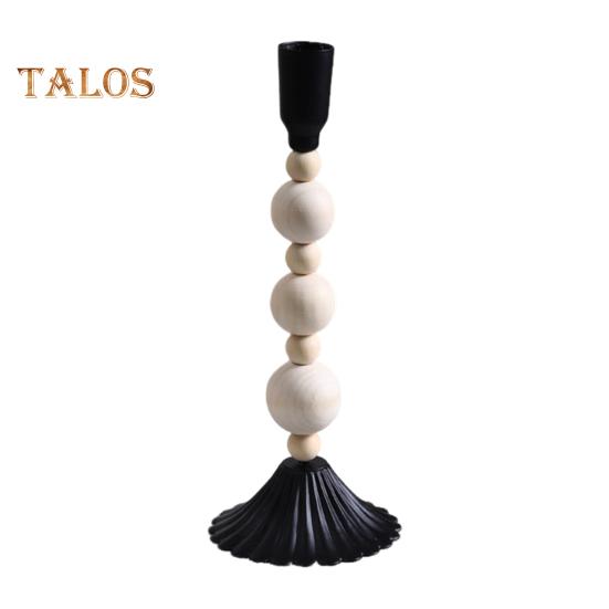 

Подсвечник из чугуна с деревянными бусинами, винтажный, на 1/2/3 свечи, для домашнего офиса, гостиной, прихожей, декоративный металлический подсвечник 1pc чёрный