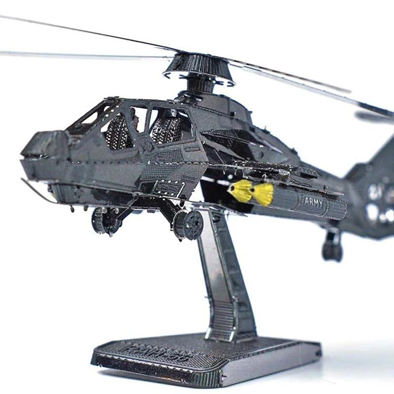 3D Metal Puzzle Comanche Rah-66 Attack Helicopter Diy Handmade Assembly Model Puzzles Building Blocks Toys For Kids