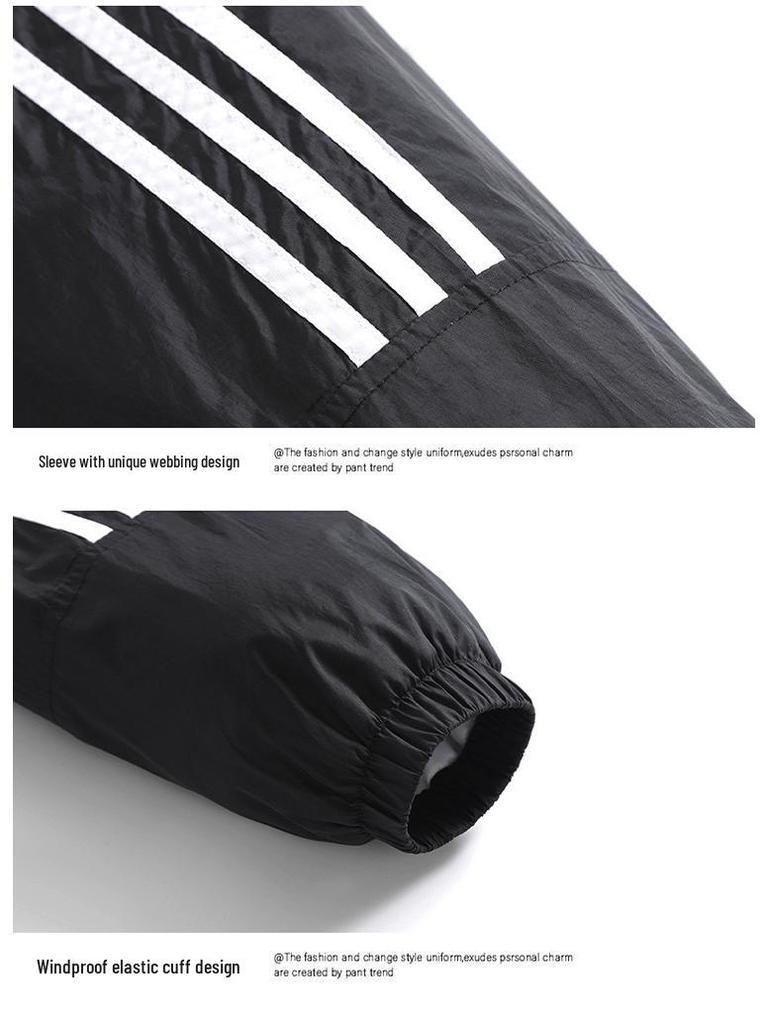 Men’s Autumn Hooded Top: Trendy Loose-Fit Three-Stripe Sports Jacket