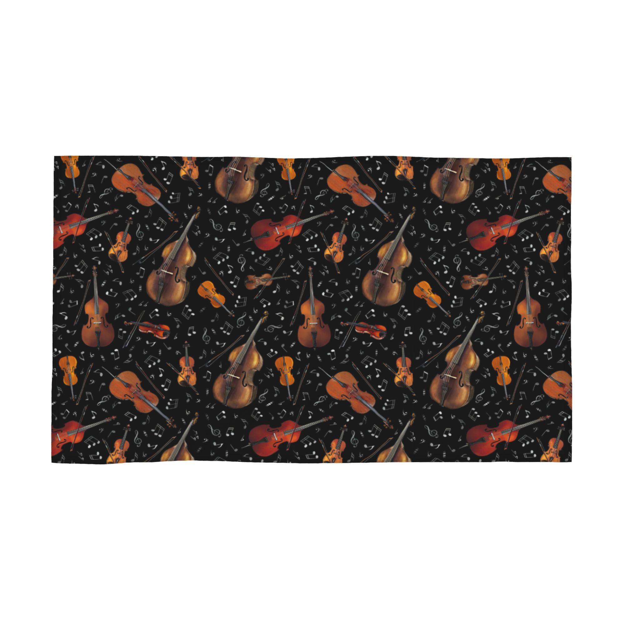 

Violin Music Notes On Black Soft Face Towel Quick Dry Pool Bath Cotton Towels Absorbent Quick W40*H60(CM)