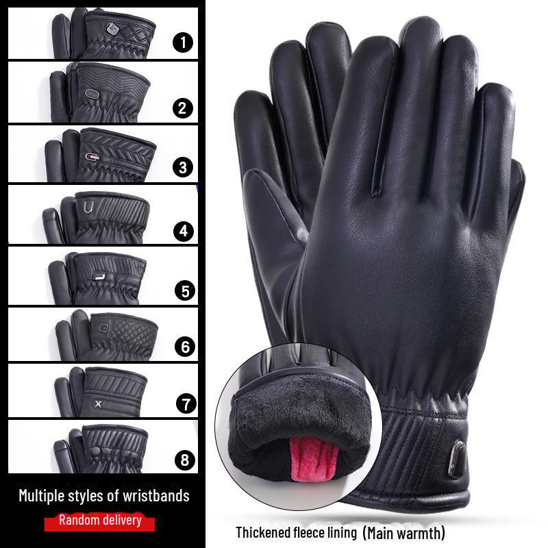 Gants d'hiver pour homme en cuir PU avec écran tactile: Cyclisme Épais, Chaud, Décontracté, Résistant au Froid