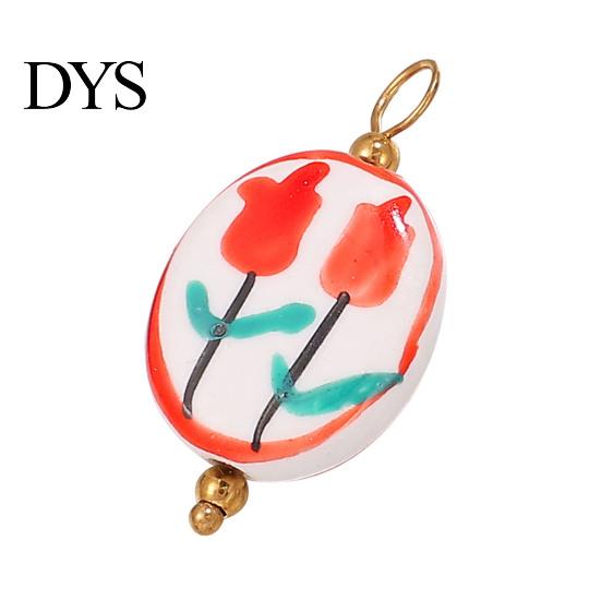 Versatile Jewelry Charm Handmade Ceramic Necklace Pendant, Star Fish Flower Charms with Golden Plated Pendant Findings, Ocean Theme for DIY