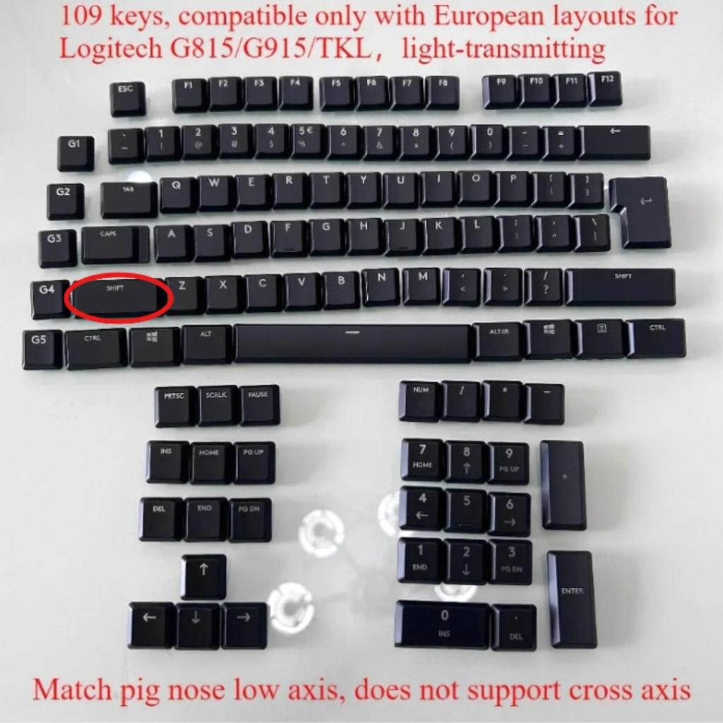 Vhodné pro mechanickou klávesnici Logitech G913 G913TKL G915 G813 G815, klávesy, US a evropské verze, průhledné klávesy