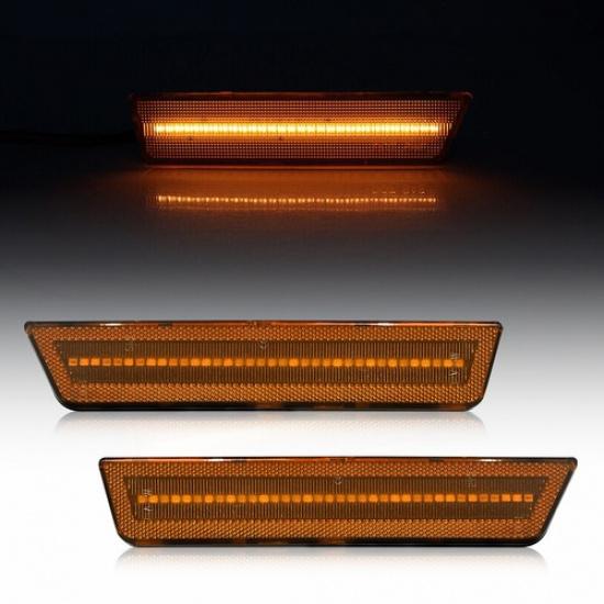 2PCS Amber Lens + LED Front Bumper Side Marker Light For Dodge Challenger 15-22