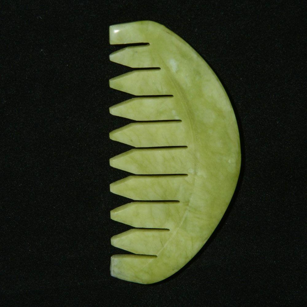 Green  Hair Brush Natural Gua Sha Board Stone Portable Massage Comb  Facial Detoxification Tool