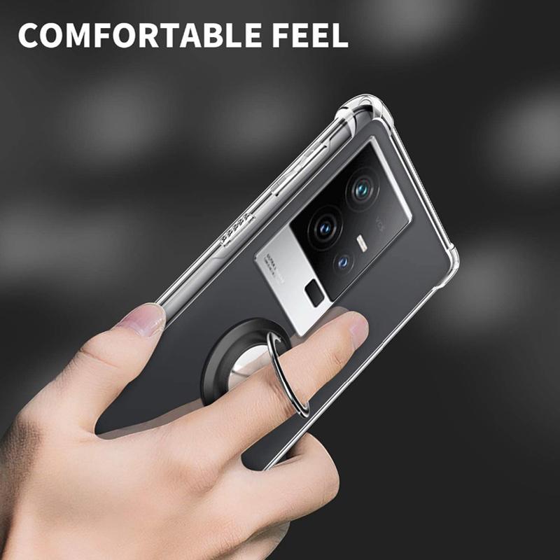 Ring Stand Clear Case For Vivo iQOO 11S Holder Bracket Shockproof Transparent Case For Iqqo 11 10 9 8 7 Pro Soft Silicone Phone Protective Cover Shell