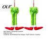 Fluffy Elf Leg Car Decoration 2Pcs Christmas Green Decoration, Plush Long Hair Hanging Red Ornaments Ornament for Home Fireplace Tree Decor,