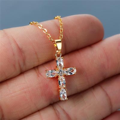 Collier à paillettes pour femmes, chaîne de fête Sexy en Zircon CZ, pierre CZ, pendentif croix pour fille, 2021