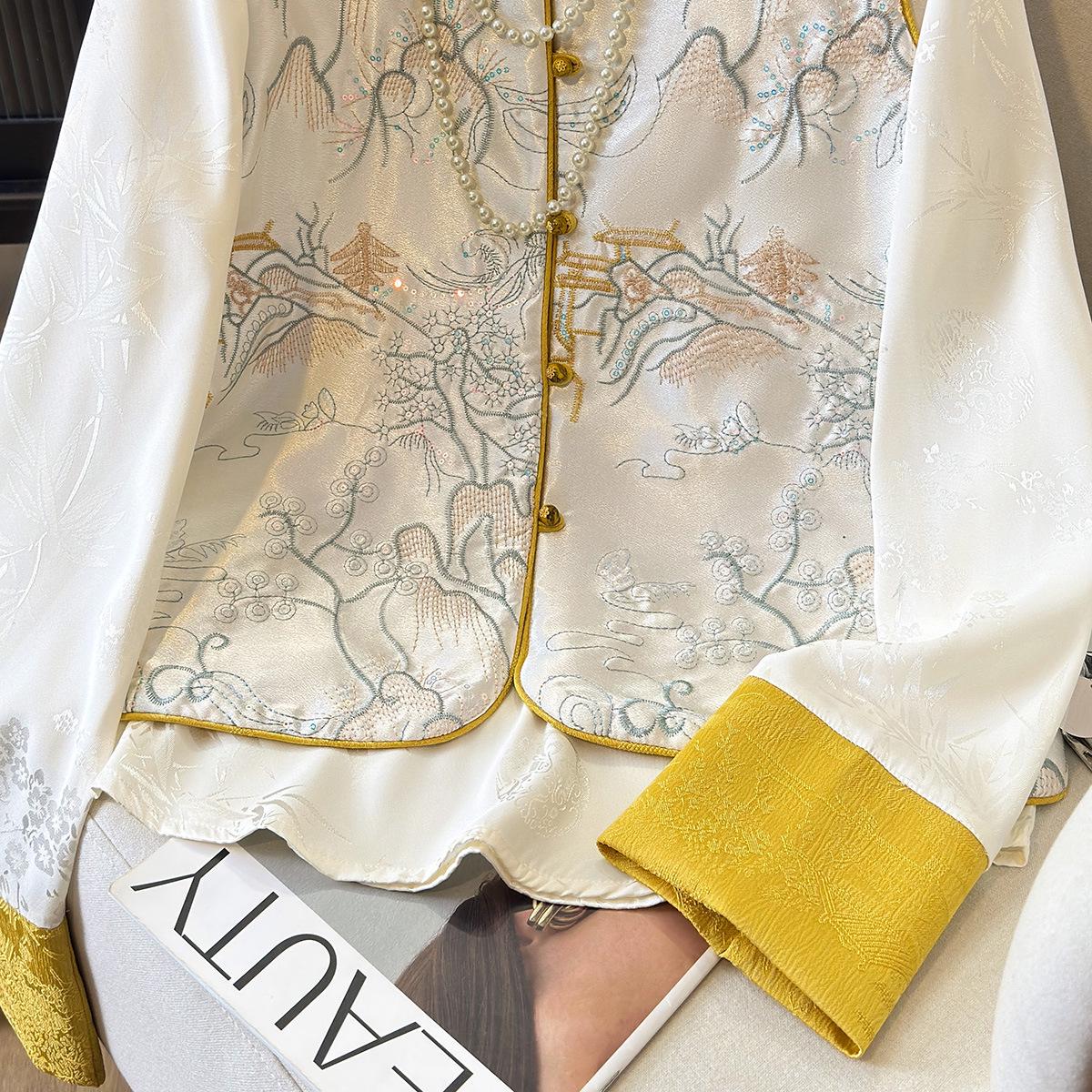 

Женский комплект из двухстороннего вышитого жилета в китайском стиле и свободной рубашки на весну и осень 2025 г. Medium