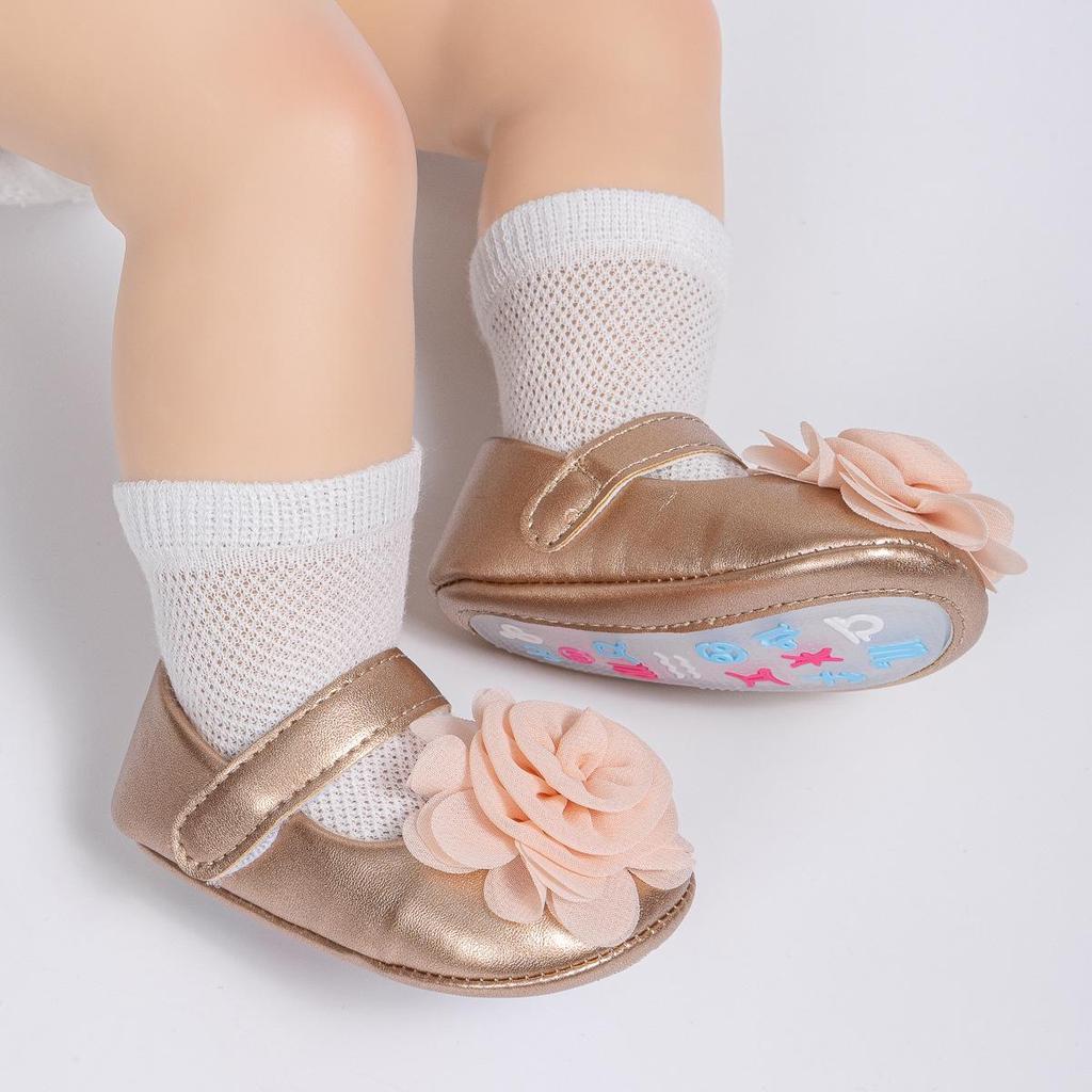 2024 Spring & Autumn Flower Velcro Princess Baby Walker Shoes