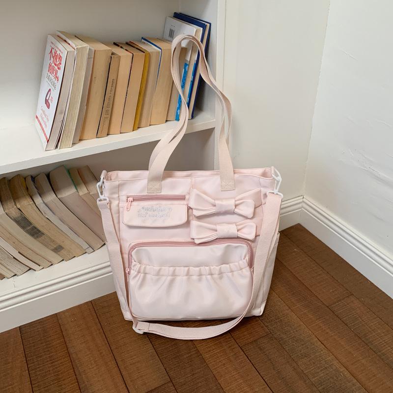 Schulrucksack Kirschblüte Milchiger Nebel Schleife Rucksack Koreanisches Mädchen Studentin Party Vielseitig Campus Pendler Reise Kosmetiktasche