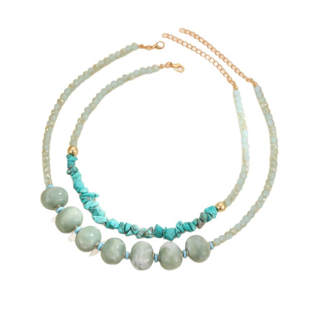 European and American irregular gravel necklace, double-layer stacking, high-end sense, exquisite and exaggerated design, collarbone chain, neck chain