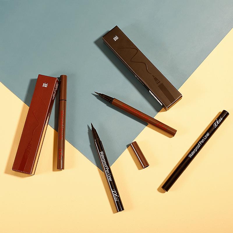 Xixi Quick-Dry Anti-Sweat Eyeliner: Beginner-Friendly Brown with Hard & Soft Tips