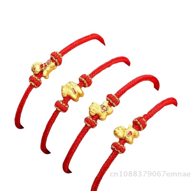 2026 New Year Zodiac Horse Chinese Style Lucky Braided Rope Bracelet Adjustable Red Thread String Blessing Jewelry