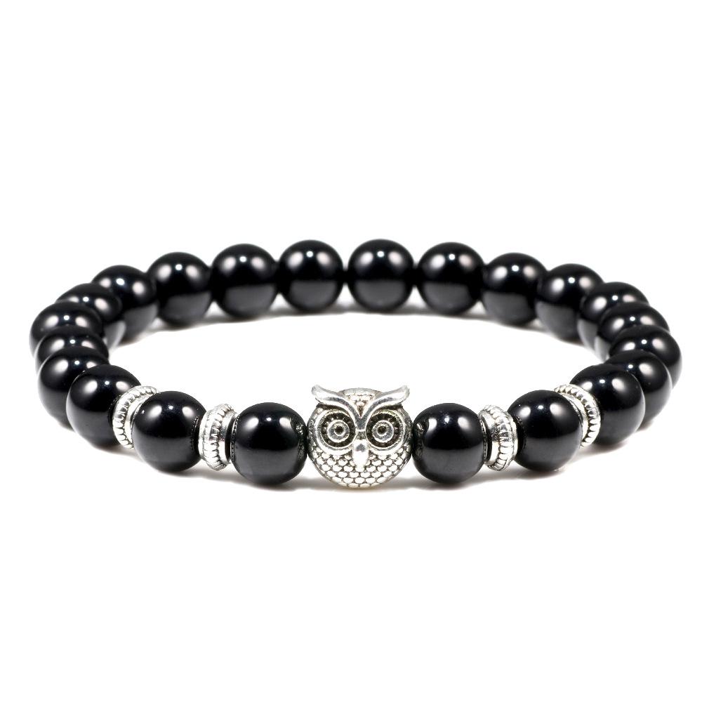 Herren Retro Obsidian Perlenarmband - Trendiges, Nischen-Design für Glück.