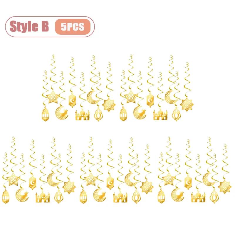 1-10 Stück Festival Feier Gold und Schwarz Ramadan Hängendes Banner Papierlaternen Halbmond Ornamente für Heimbedarf