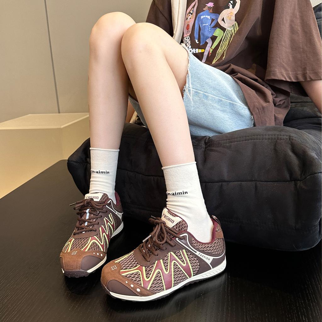 Yueyu's New Versatile Breathable Non-slip and Thin Inner Height-increasing Hiking Forrest Gump Shoes Women's Retro German Training Shoes Dad Shoes