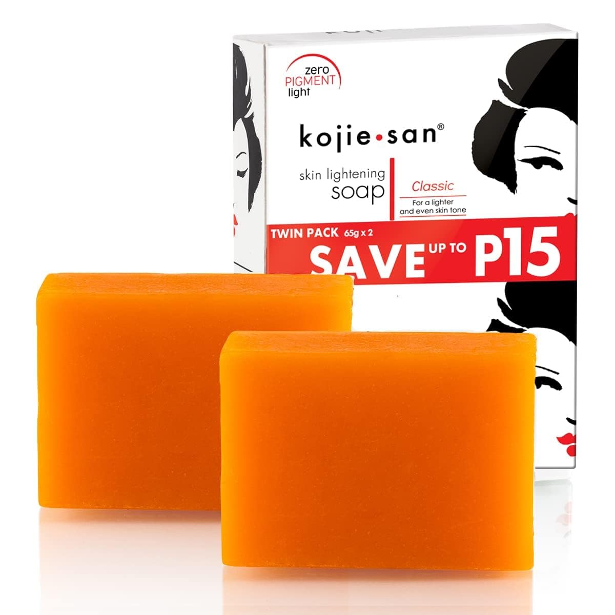 Kojie San Skin Lightening Soap with Nourishing Coconut Oil and Fresh Orange Fragrance for Natural Beauty, 65g Bar of 2