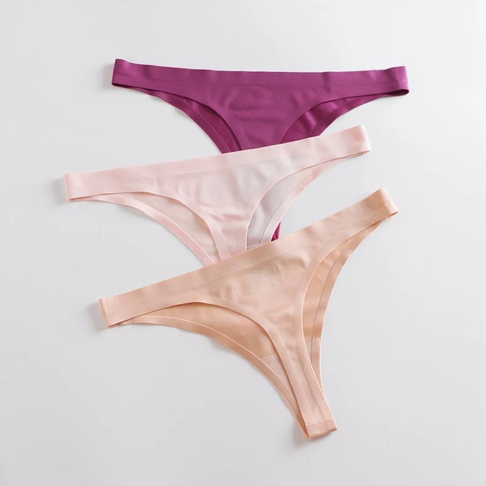 Seamless Panties for Women Ice Silk G-strings Thongs Smooth Skin-friendly Women's Underwear Comfort Solid Tanga Sexy Mujer