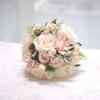 Bouquet da Sposa Rosa Artificiale Avvolto in Juta e Raso Fiore Finto Portatile per Certificato di Matrimonio Ritratti all'Aperto
