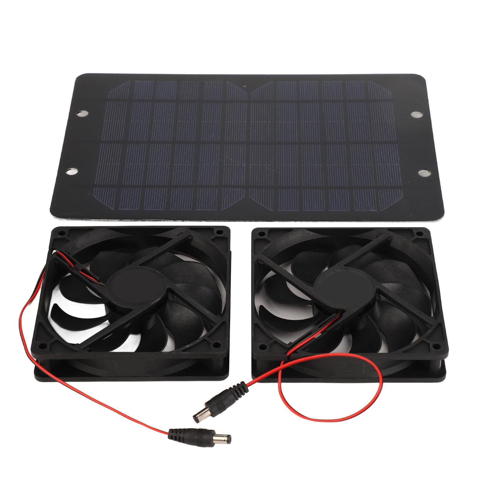 

Водонепроницаемая солнечная панель с двойным вентилятором 10 Вт 12 В 2 А, уличная портативная для курятника, теплицы, автодома, собачьей будки