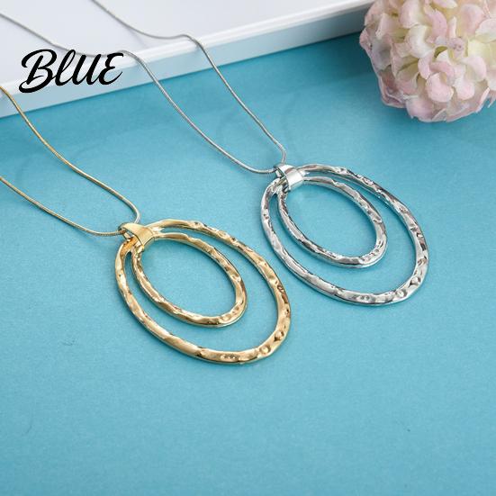 Exaggerated Circle Pendant Necklace Lady Double-layered Hoop Penant Sweater Chain