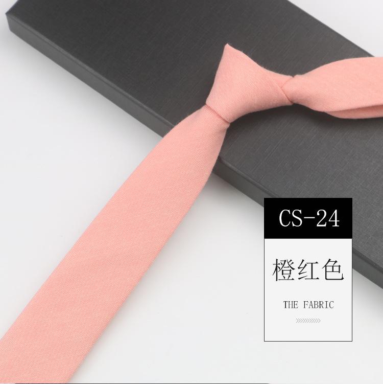 Men'S Tie Narrow 6Cm Hand-Made Cotton Casual Professional Shirt Literary And Simple Women'S College Pure Black Tie