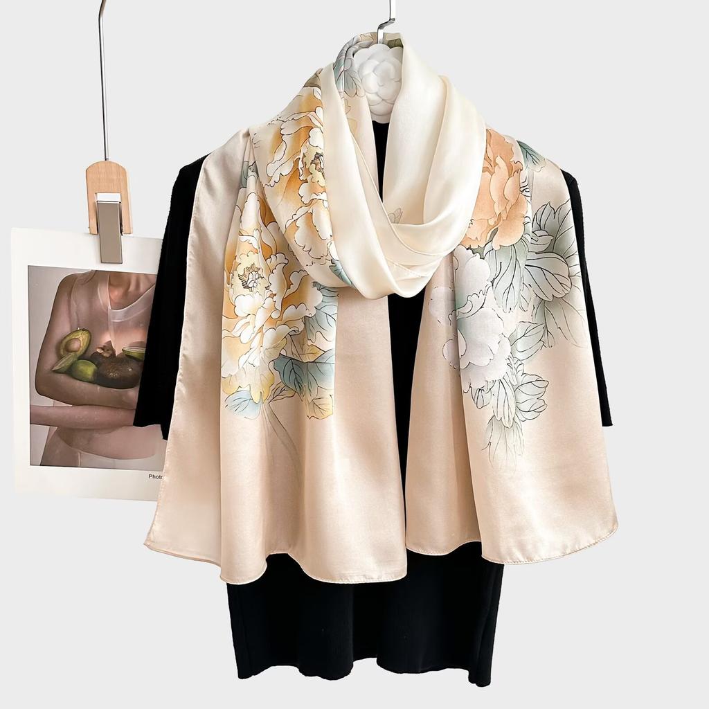 100% Pure Real Silk Scarf Women Neck Shawls Wraps Foulard Scarves Pashmina Female Hijab Bandana Kerchief Luxury Schals Bufandas