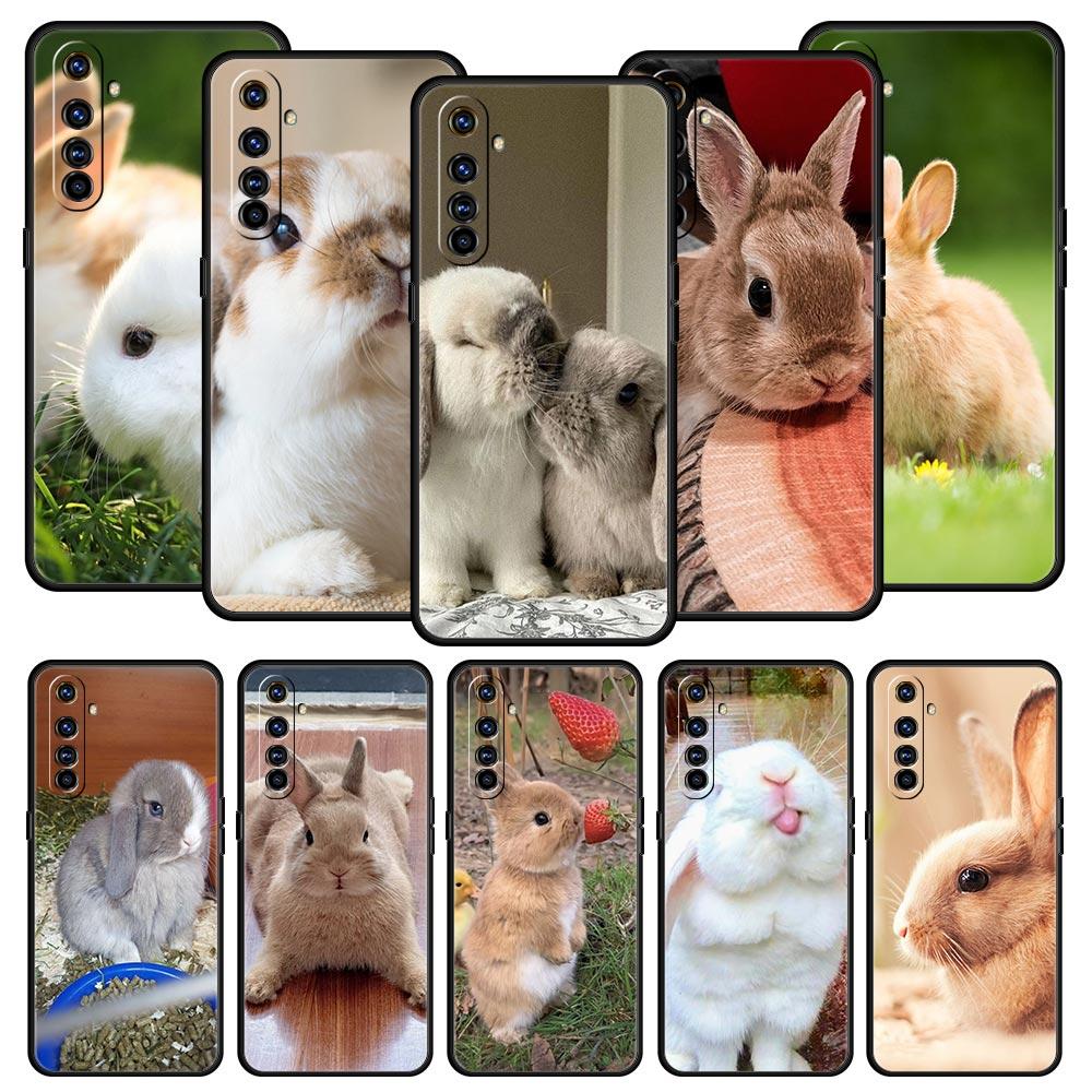 Cute White Baby Rabbits Phone Case For Realme 12 11 10 9 8 5G 7 6 GT5 GT3 GT2 Pro C21 C25 C35 For Realme GT Neo 2 3 3T 5 Cover