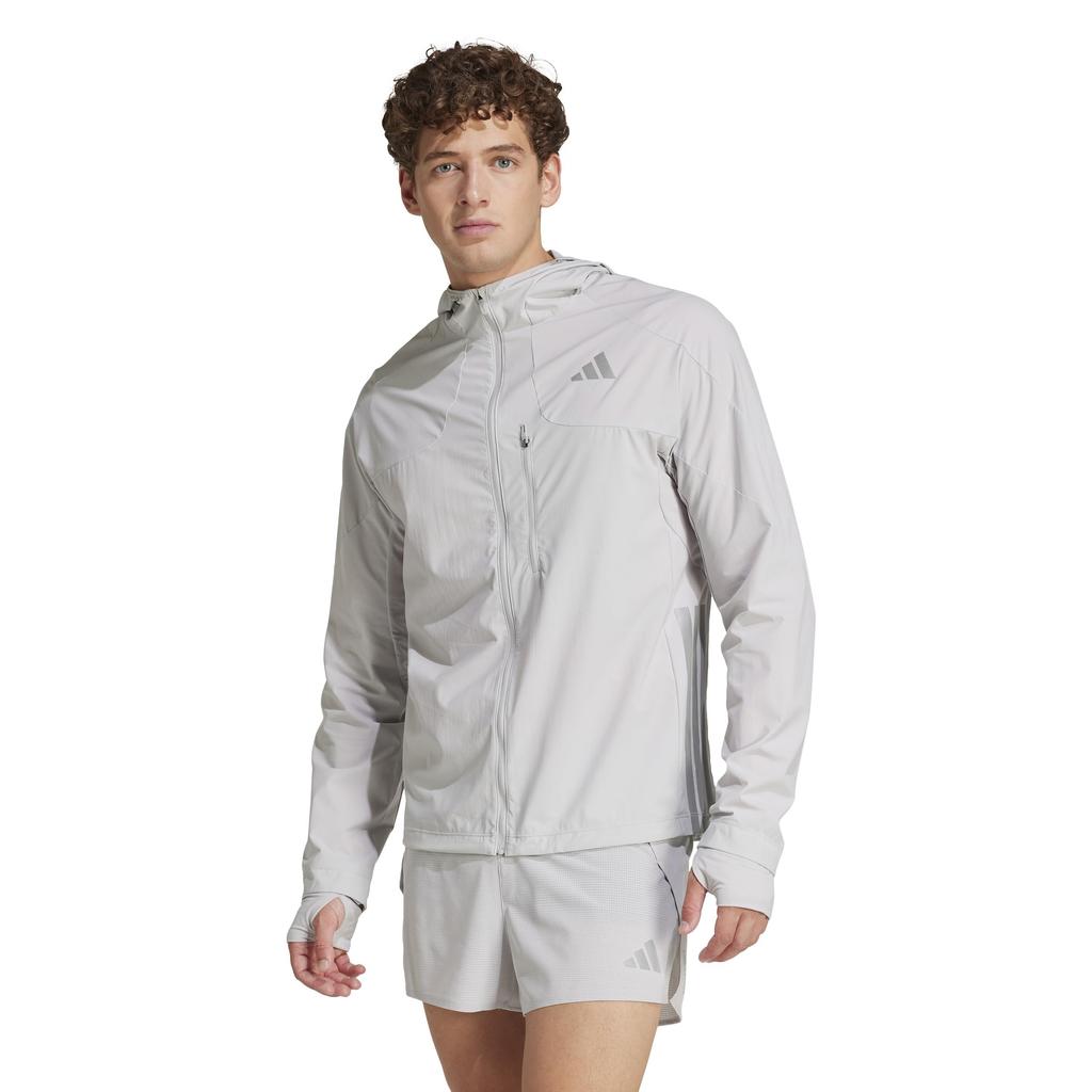 Adidas Adizero Running Jacket, KUK41, Men's Grey Two (JM7900), Size Small