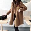 Women Fall Winter Trench Coat Double-breasted Thick Warm Vintage Woolen Mid Length