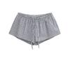 BM Sense Elastic Waist Retro Drawstring Plaid Shorts Women Summer Sexy Hot Pants Ins Style Casual Home Pants Leggings