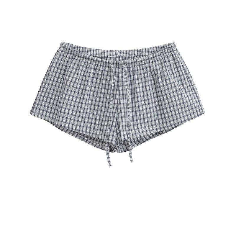 BM Sense Elastic Waist Retro Drawstring Plaid Shorts Women Summer Sexy Hot Pants Ins Style Casual Home Pants Leggings