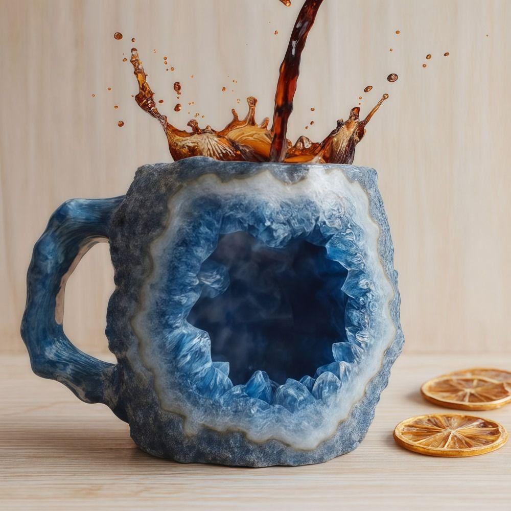 Retro Crystal Coffee Mugs 325ML 11oz Insulation Water Cup New Mineral Stainless Steel Cup  Gifts