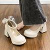 Womens High Heels Mary Jane Shoes Elegant Pearl Party Banquet Shoe Platform High Heel Single Shoes for Women Wedding Dress Shoes