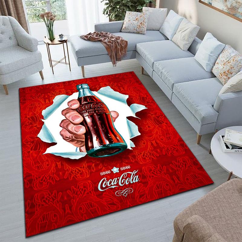 Christmas Gift Halloween Themed Cola Beverage Coca Cola Carpet Is Suitable for Living Room and Bedroom Doormats Office Balcony Decorative Carpet V27