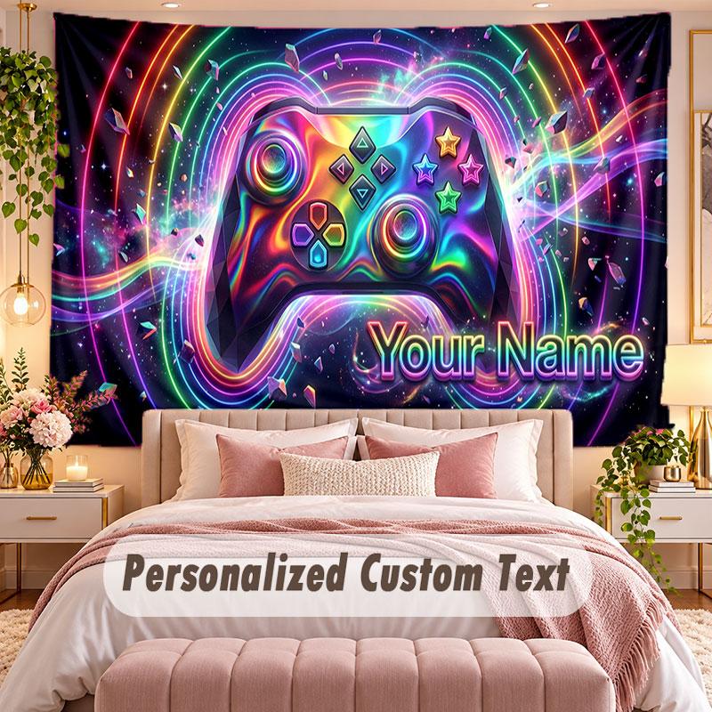 Neon Abstract (82) Theme Wall Tapestry Customized With Name Text Personalized Hanging Tapestry For Bedroom Living Room Decor