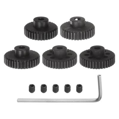 Uxcell 48P Pinion Gear Set, 3.175mm (1/8") Shaft, 33T, 34T, 35T, 36T, 37T, Motor Gear, Hardened Steel Spur Pinion Gear with Step for RC Car (Set of 5)