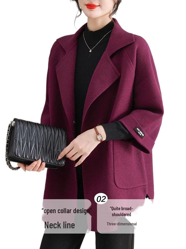 2025 Winter Plus Size Double-Sided Fleece Jacket for Middle-Aged Women - Mid-Length Autumn/Winter Coat
